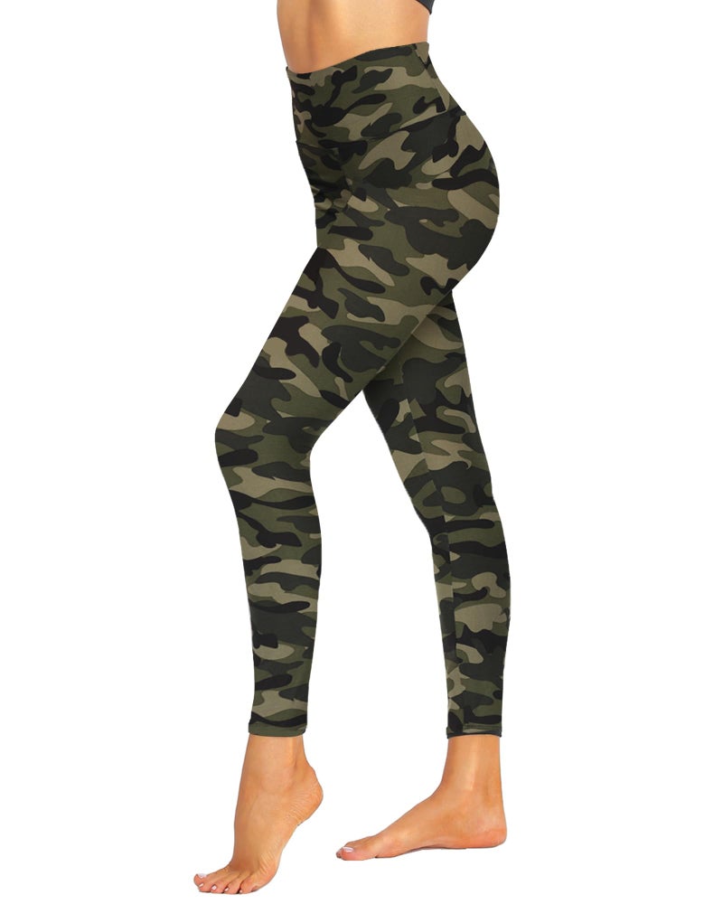ZOOSIXX High Waisted Leggings for Women - Tummy Control Soft Opaque Printed Pants with Camo, Leopard for Workout Skating - Image 1